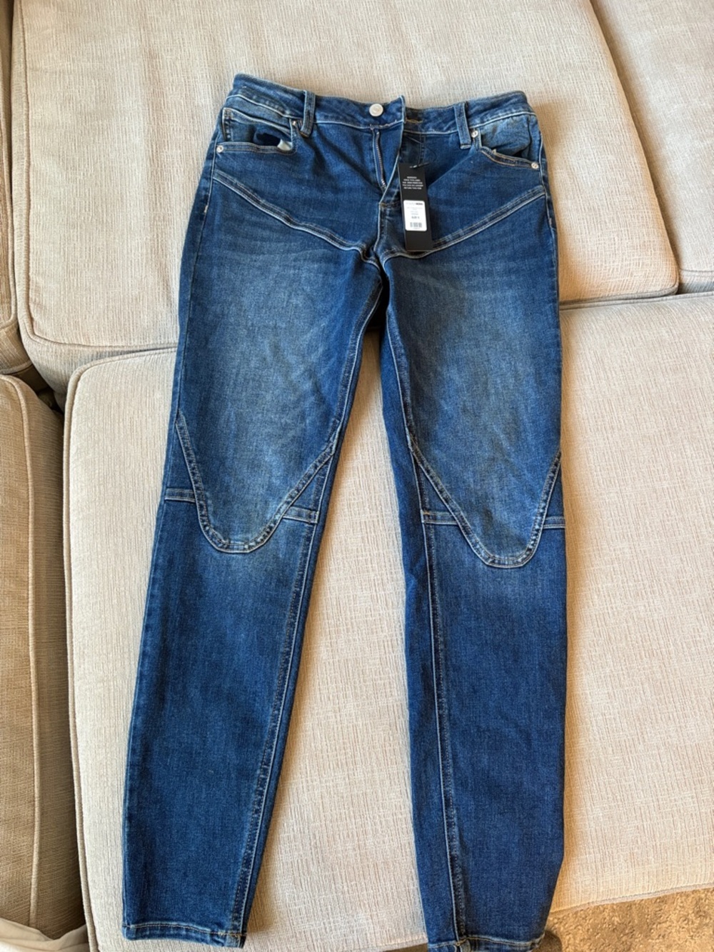 Fashion Nova Blue Panel Ankle Jeans